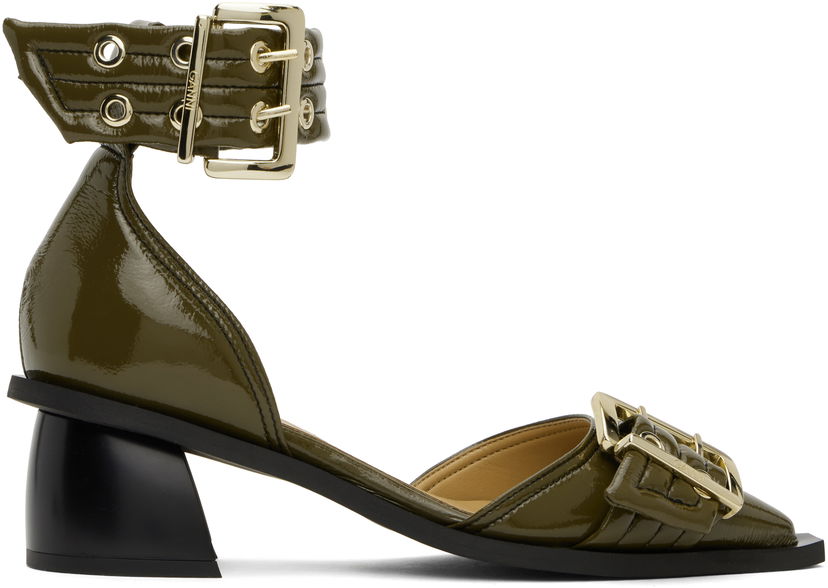 Sneakers och skor GANNI GANNI Buckle Open Cut Heels Grön | S2868