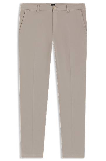 Byxor BOSS Modern-Fit Stretch Cotton Twill Trousers Beige | 50543304