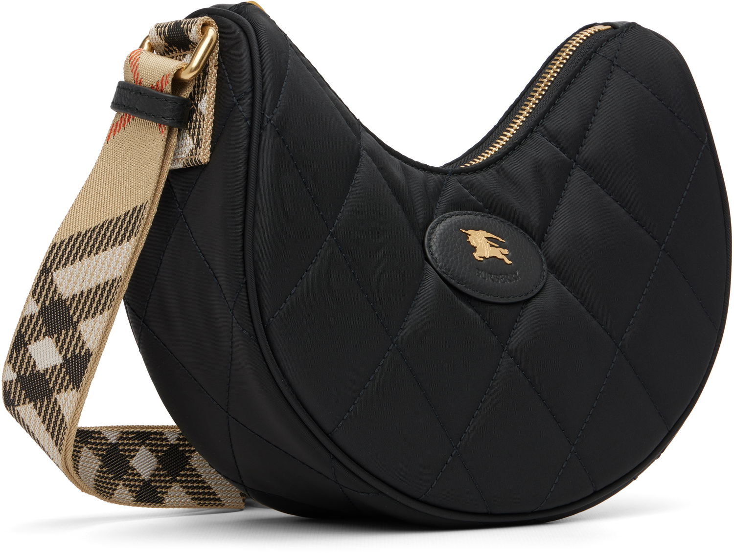 Axelväska Burberry Burberry Quilted Horseshoe Crossbody Bag Svart | 8111928, 1