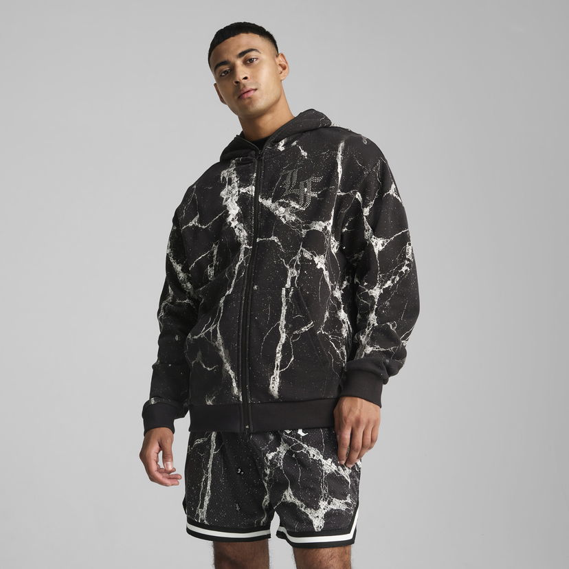 Sweatshirt Puma Hoops x Lafrancé Written in Chrome Full-Zip Hoodie Svart | 630776_01