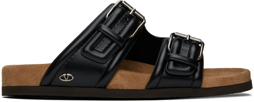 Sneakers och skor Valentino Garavani Black Fussfriend Calfskin Slides Svart | 5Y2S0I07JTB