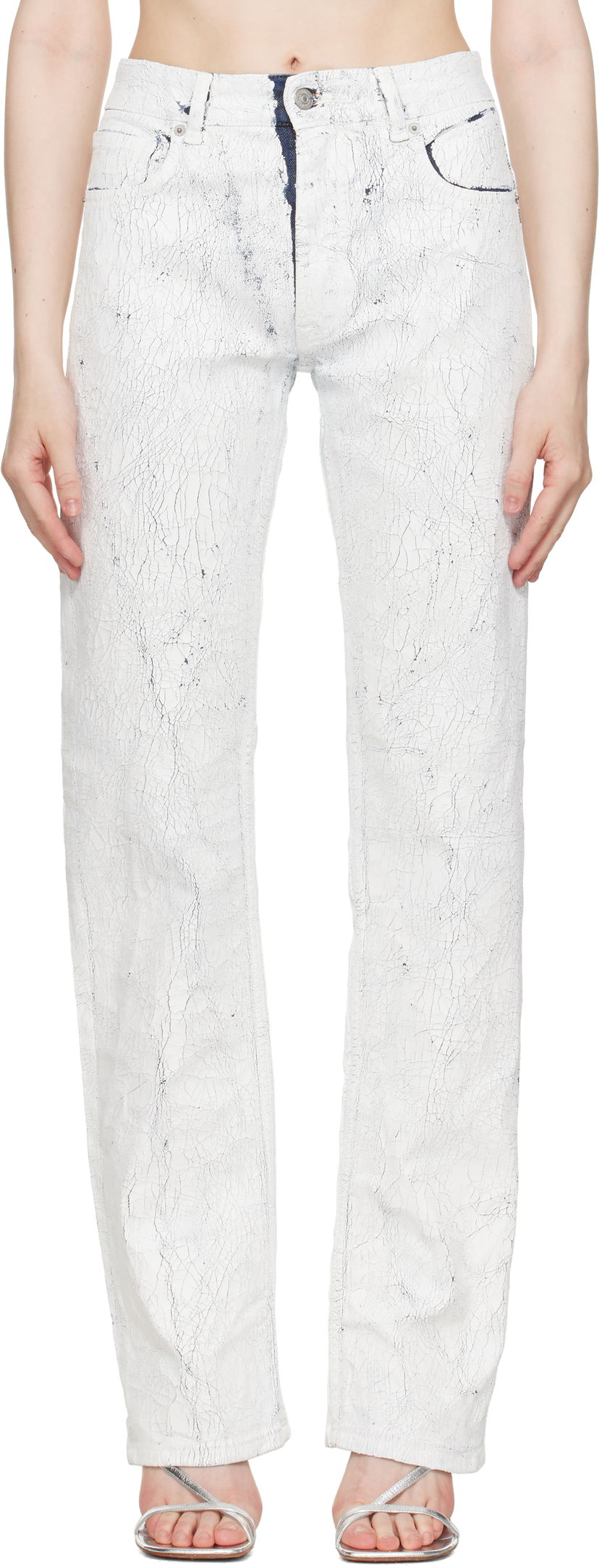 Jeans Maison Margiela MM6 Maison Margiela 5 Pocket Cracked Jeans Vit | S62LB0185 M30028