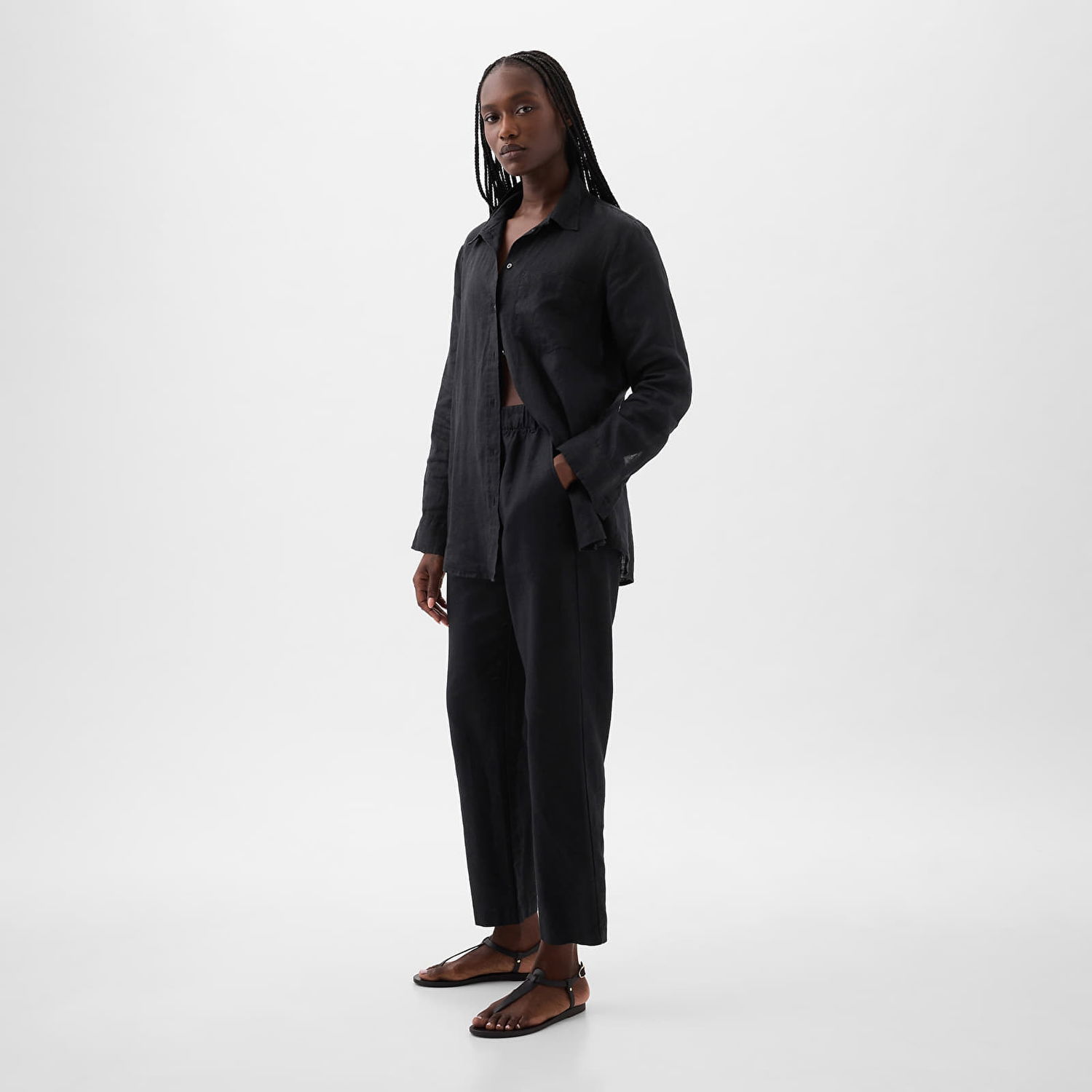 Skjorta GAP Linen Boyfriend Shirt Black Svart | 875983-08, 1