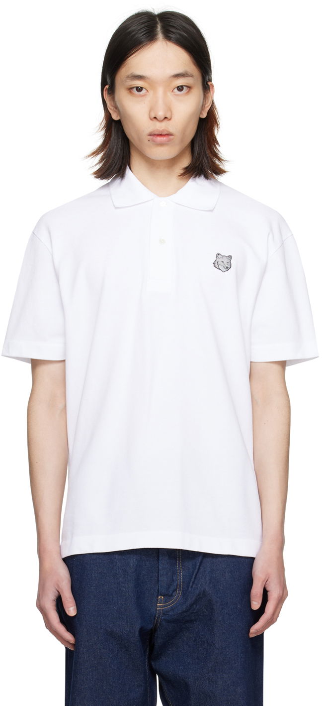 Polotröja MAISON KITSUNÉ Bold Fox Head Polo Vit | MM00207KJ7010P100