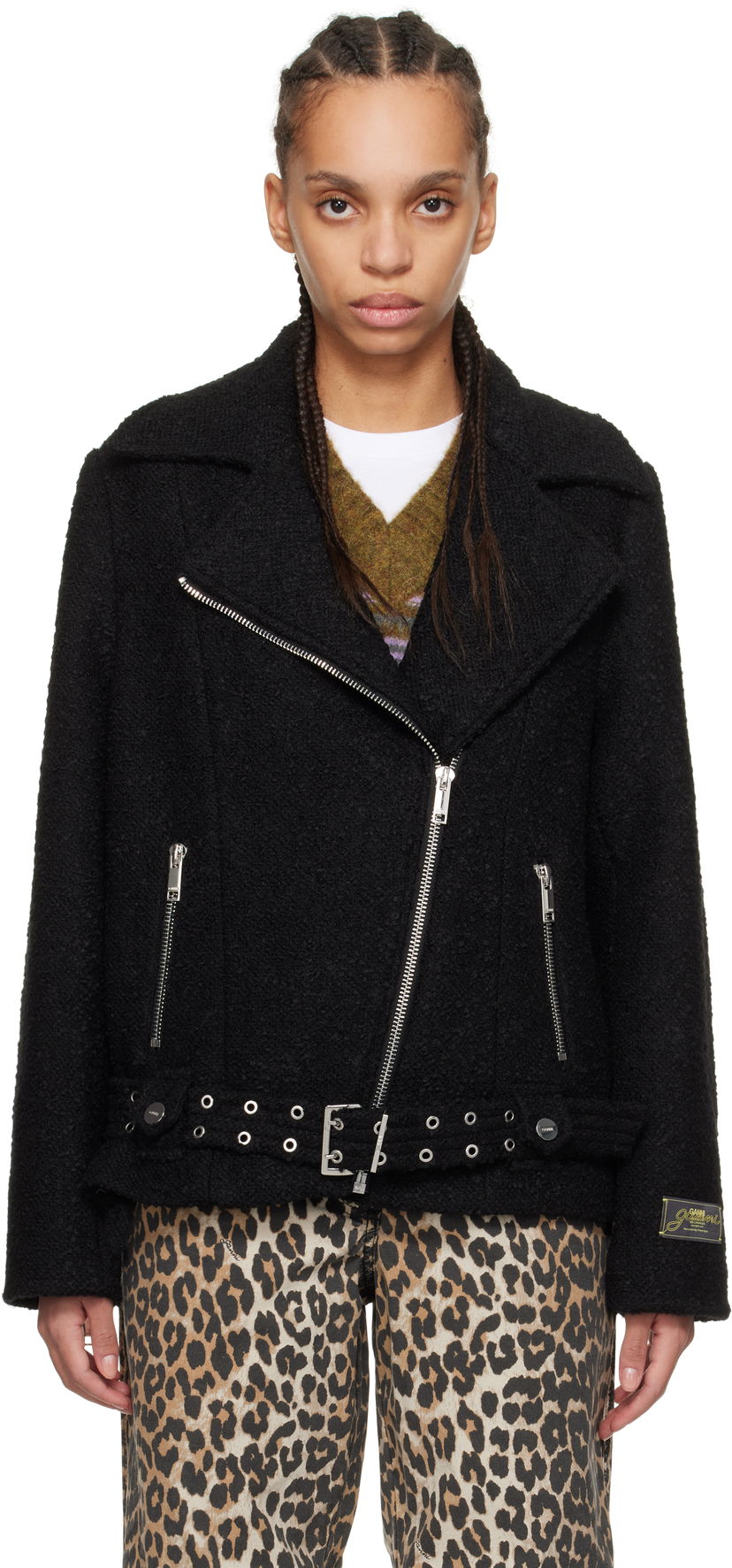 Jacka GANNI GANNI Textured Boucle Wool Jacket Svart | W0026