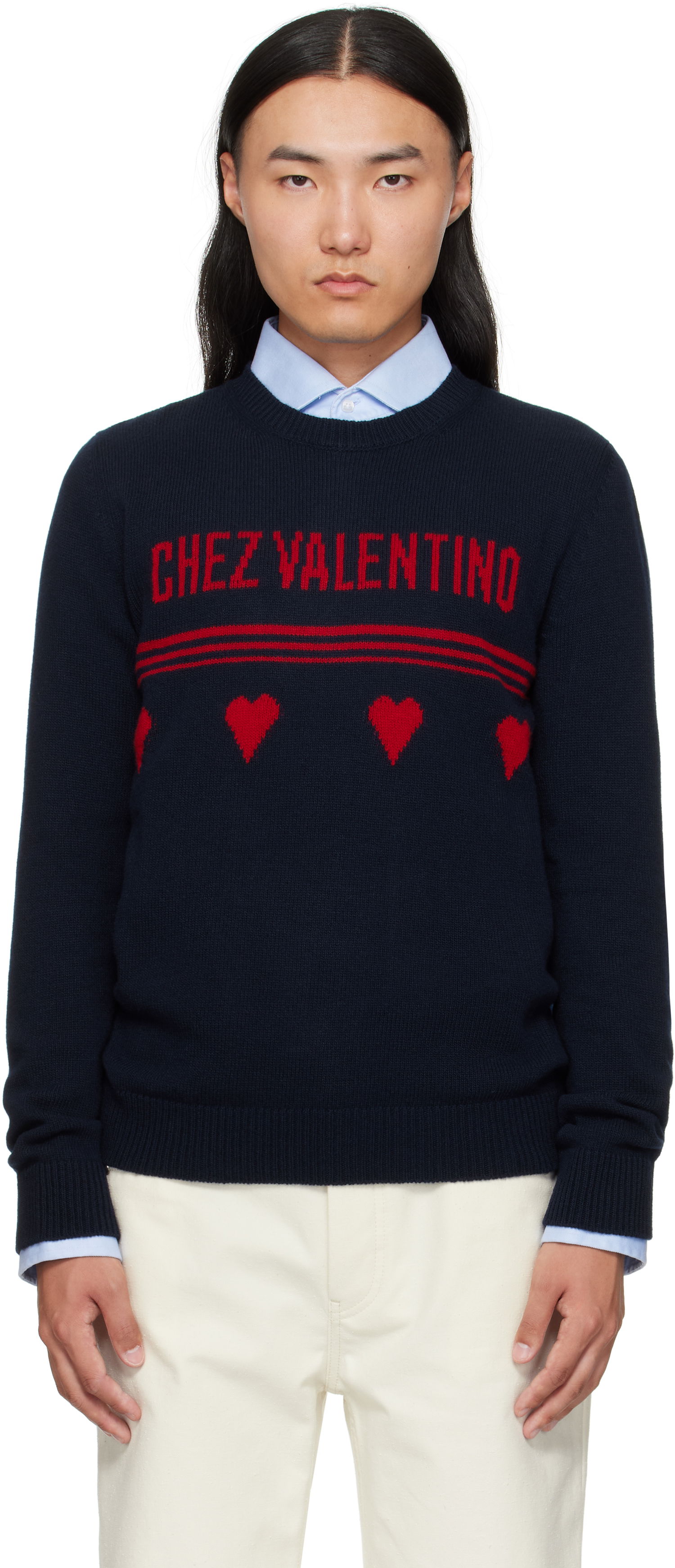 Sweater Valentino Valentino 'Chez Valentino' Wool Sweater Mörkblå | 7V3KC35AB2E, 0