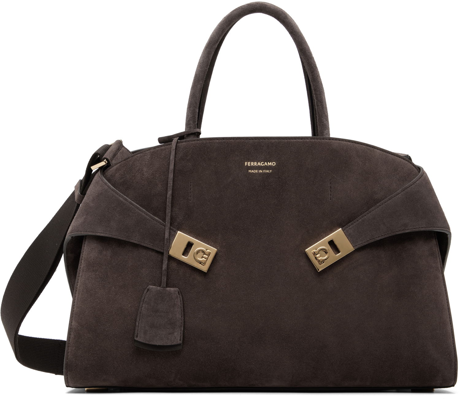 Handväska FERRAGAMO Ferragamo Hug L Suede Satchel Grå | 779241, 0