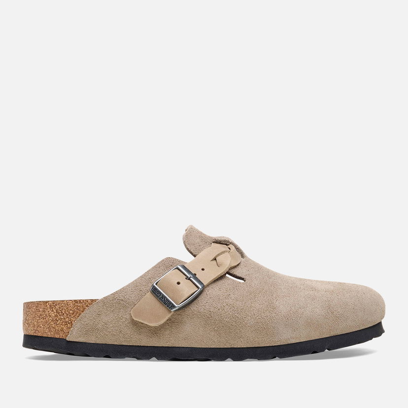 Sneakers och skor Birkenstock Boston Slim Fit Suede Braided Mules Taupe Beige | 1026694