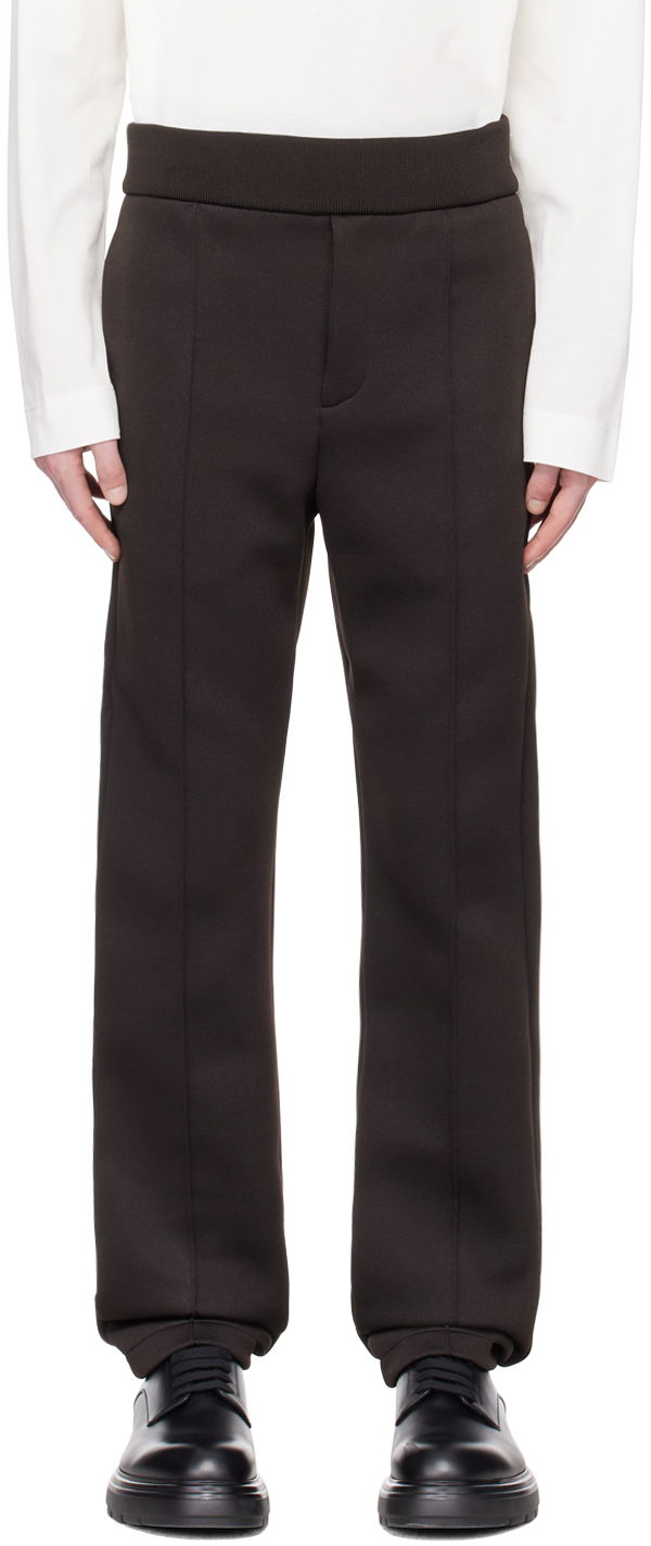 Byxor FERRAGAMO Seam Detail Straight Leg Trousers Brun | 770548