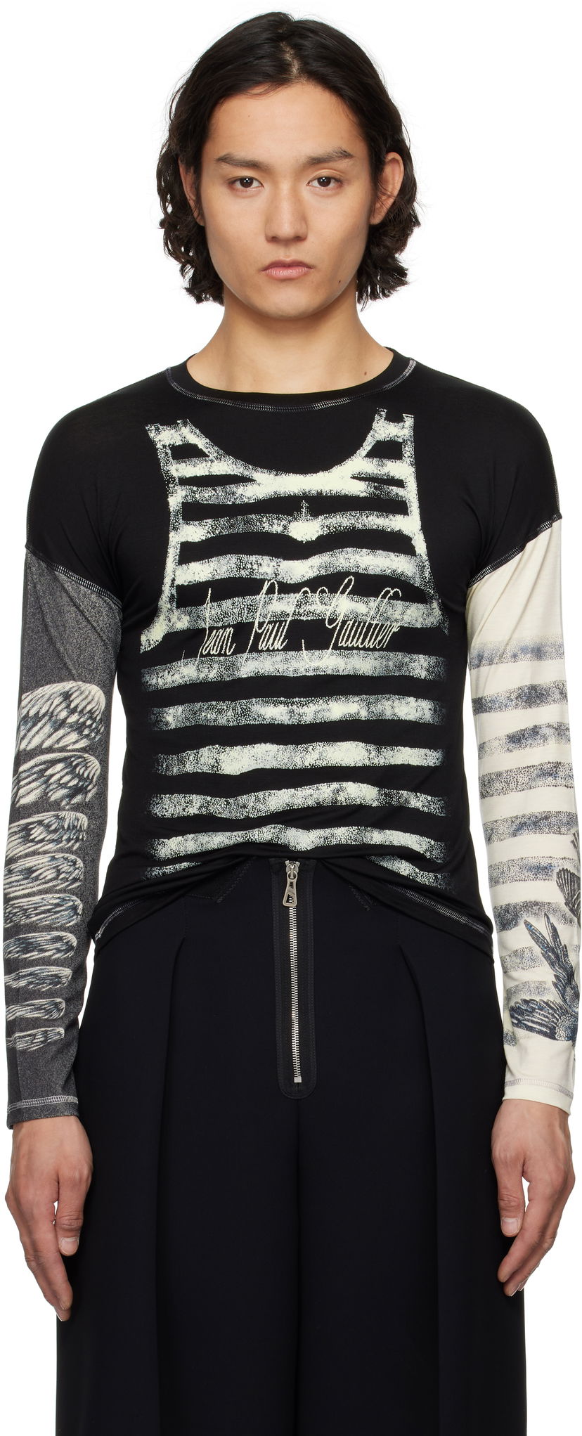 T-shirt Jean Paul Gaultier Jean Paul Gaultier Tattoo Top T-Shirt Svart | 25/34-F-TO267I-J089-0003
