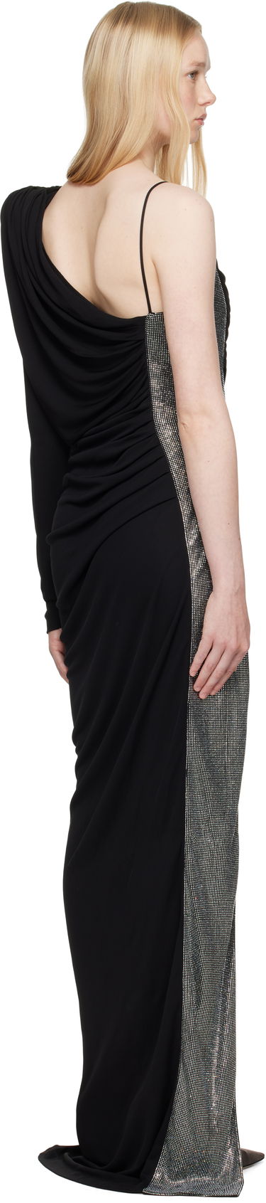 Klä Balmain Balmain Draped Asymmetrical Two-Material Maxi Dress Svart | EF0RR965PD03, 2