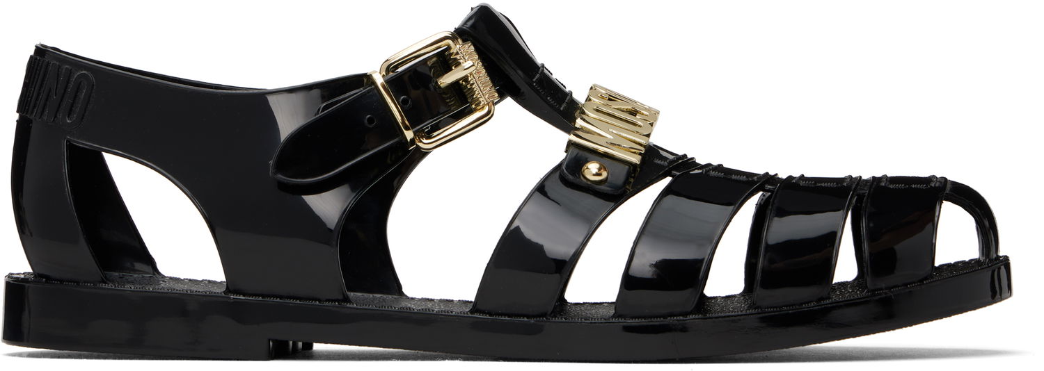 Tillbehör Moschino Moschino Jelly Lettering Logo Sandals Svart | MA16501G1M M20 000, 0