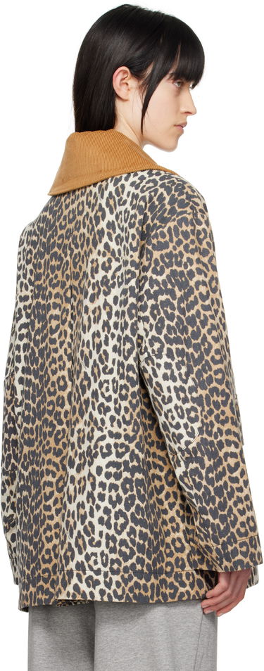 Rockar GANNI Ganni Leopard Print Canvas Midi Jacket Beige | W0391, 2