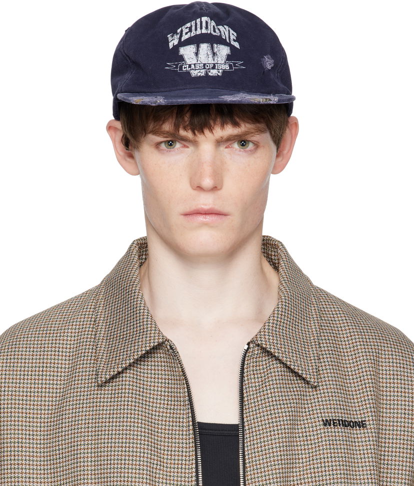 Keps We11done We11done Distressed Collegiate Cap Mörkblå | WD-AH2-25-407-U-NV