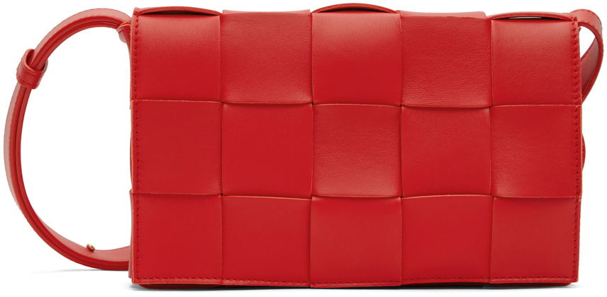 Axelväska Bottega Veneta Small Intreccio Cassette Bag Röd | 578004 VMAY1, 0