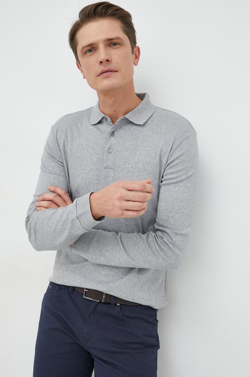 Polotröja BOSS Organic Cotton Polo Shirt Grå | 50468392, 0