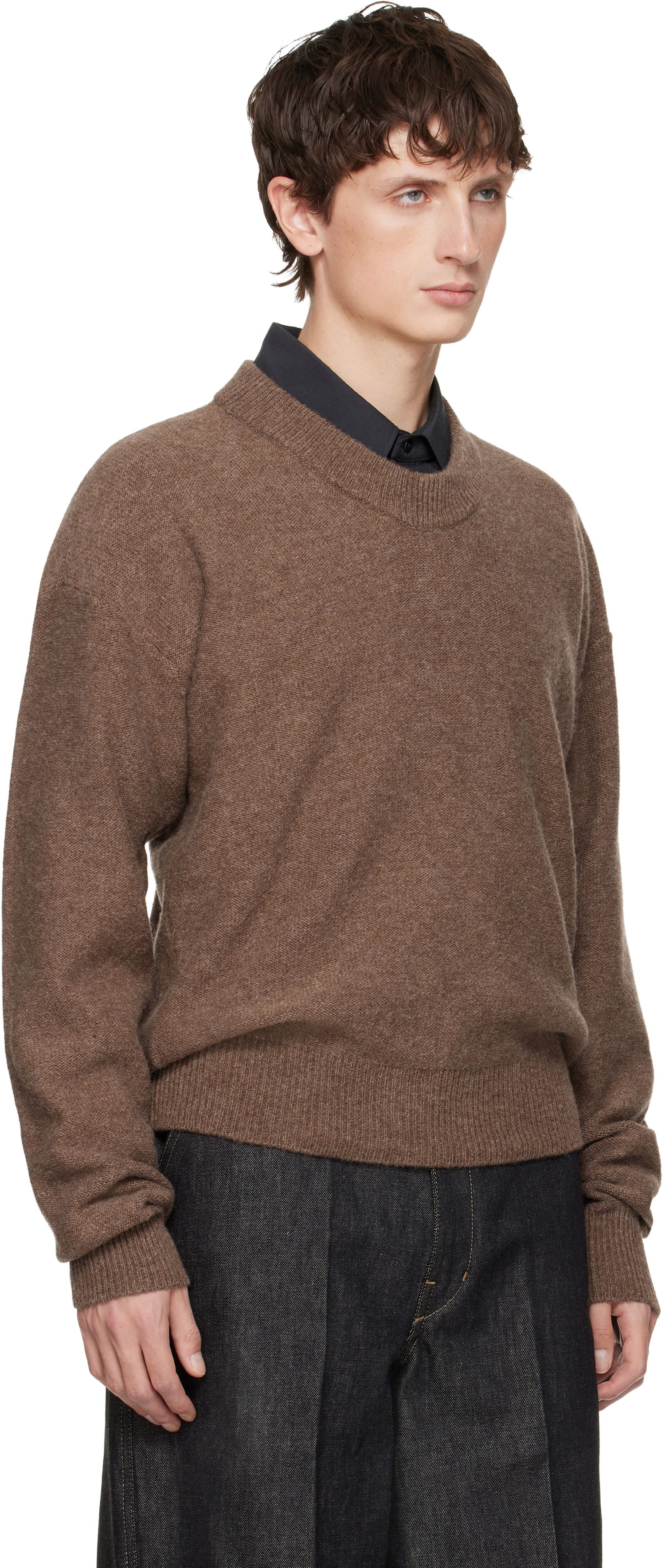 Sweater LEMAIRE Boxy Crewneck Sweater Brun | TO1417 LK107, 1