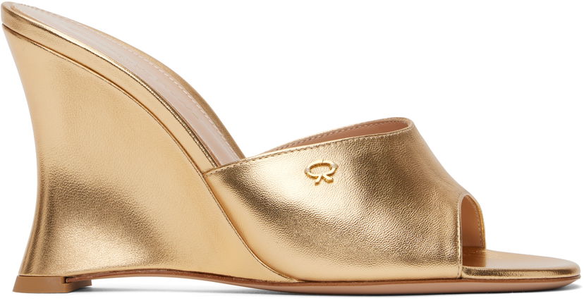 Tillbehör Gianvito Rossi Gianvito Rossi Nappa Silk Wedge Sandals Metallisk | G10095-95RIC-NPS