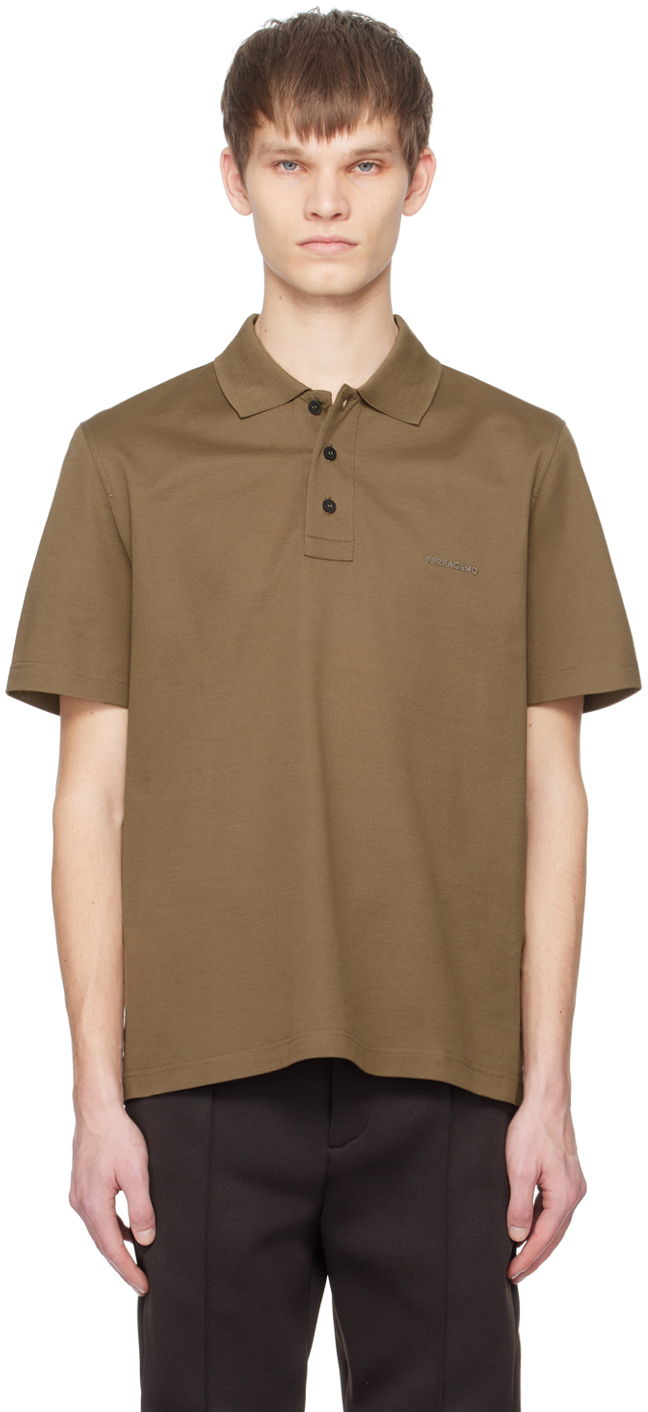 Polotröja FERRAGAMO Embroidered Logo Polo Shirt Grön | 772048