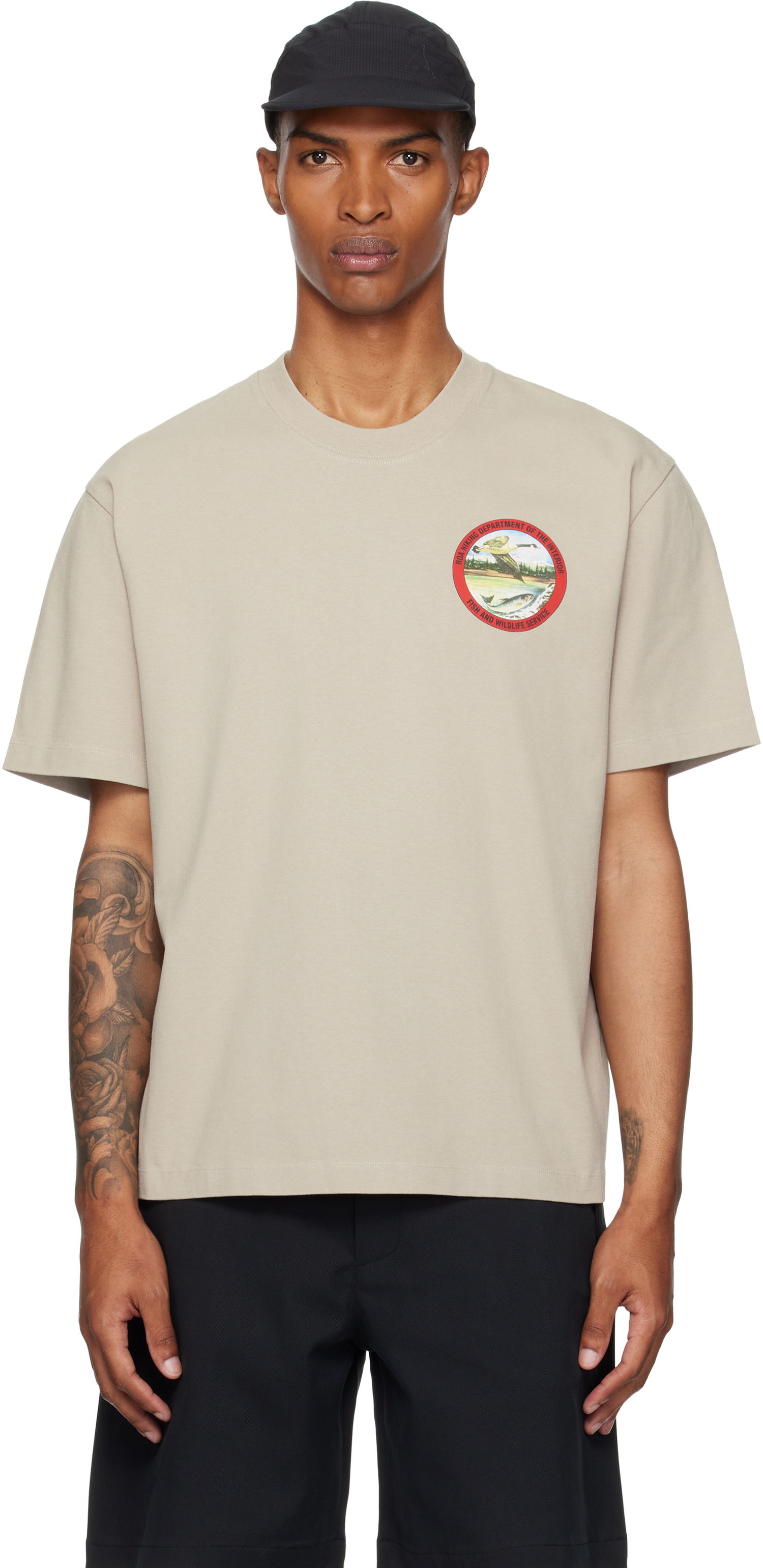 T-shirt ROA ROA Division Graphic T-Shirt Beige | RBMW0433JY38, 0