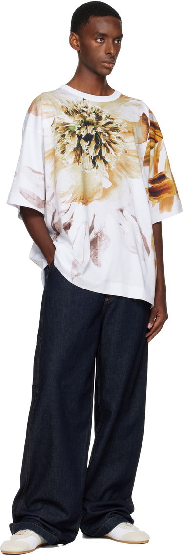 T-shirt Dries Van Noten Dries Van Noten Floral Print Oversized T-shirt Vit | 252-021109-2601, 3