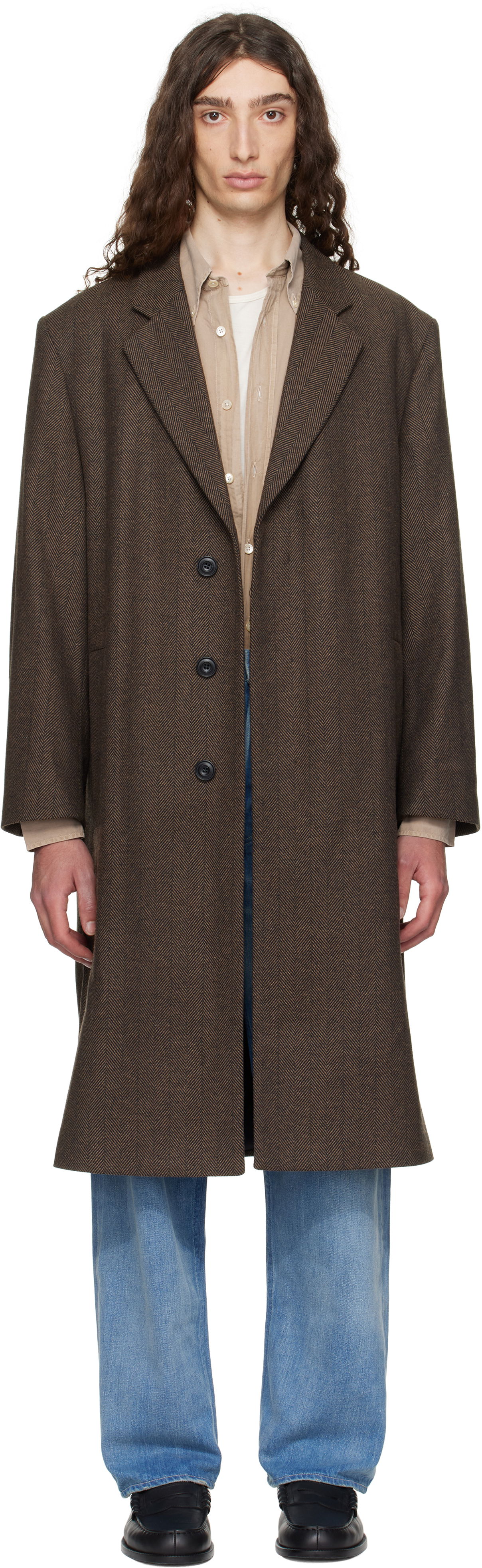Rockar BOSS Hugo Regular Fit Concealed Closure Coat Brun | 50542695, 0