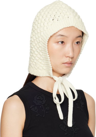 Mössa SHUSHU/TONG SHUSHU/TONG Tied Knit Hood Vit | MWDCAC06 ACR001, 3