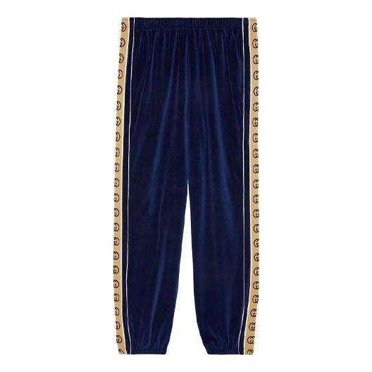 Träningsbyxor Gucci Oversized Velour Track Pants Blå | 574097-XJA6U-4541