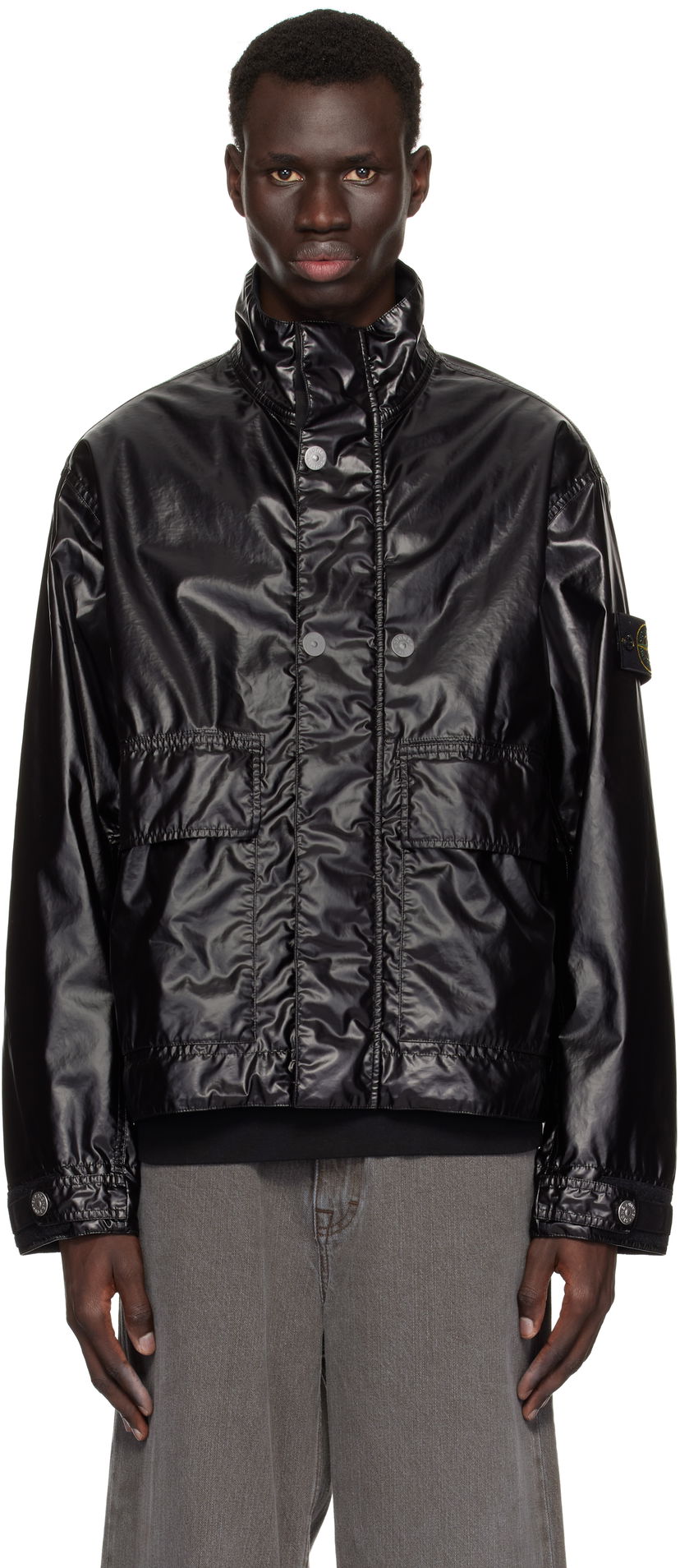 Vindjacka Stone Island Stone Island Mussola Gommata-TC Jacket Svart | K1S15 4100016 S0022