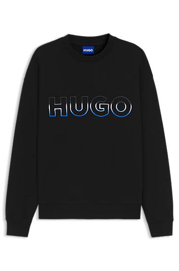 Sweatshirt BOSS Cotton-terry sweatshirt with ombré logo embroidery Svart | 50549148