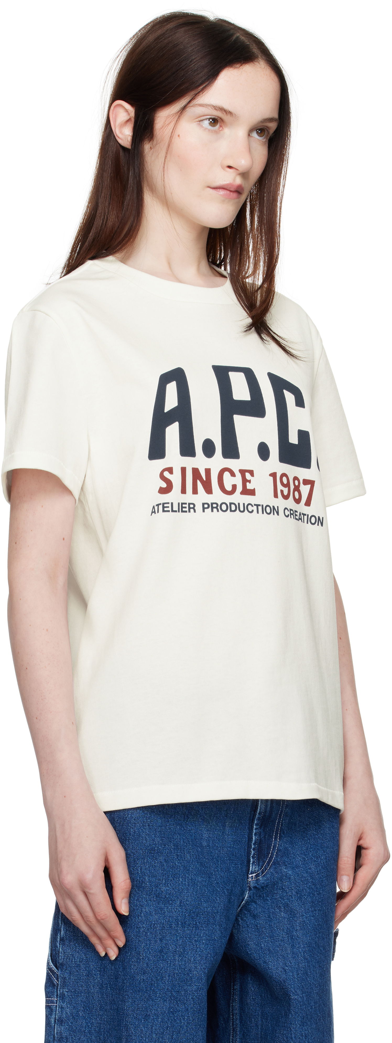 T-shirt A.P.C. Print Label T-Shirt Vit | COHBU-M26442, 1