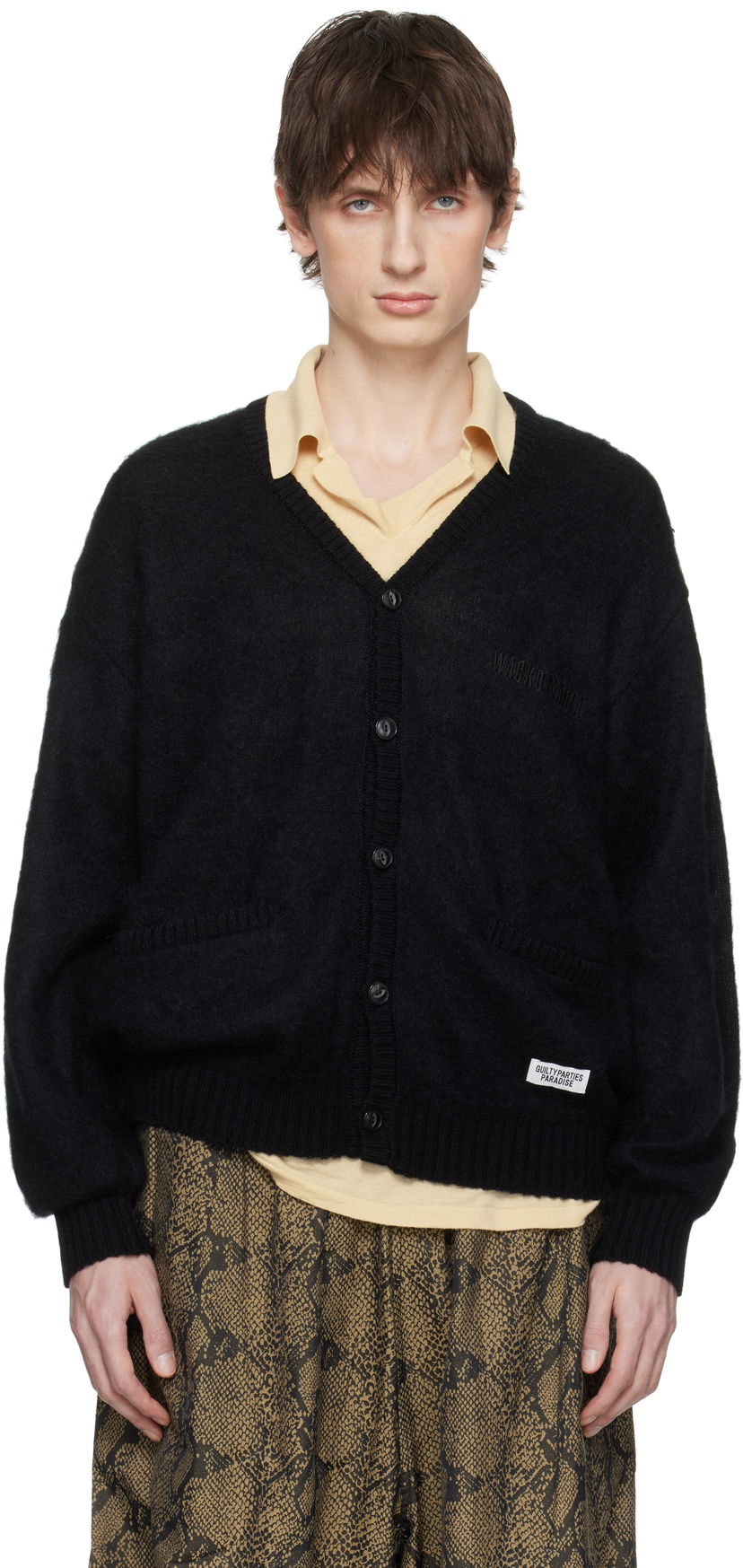 Sweater WACKO MARIA WACKO MARIA Mohair Knit Cardigan Svart | 25SS-WMK-KN06