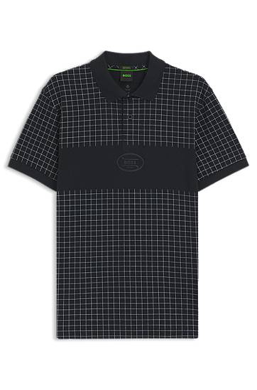 Polotröja BOSS Regular Fit Checked Pima Cotton Polo Shirt Svart | 50544478
