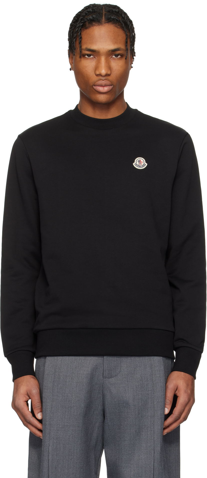 Sweater Moncler Moncler Logo Patch Cotton Sweatshirt Svart | K10918G00073809KR