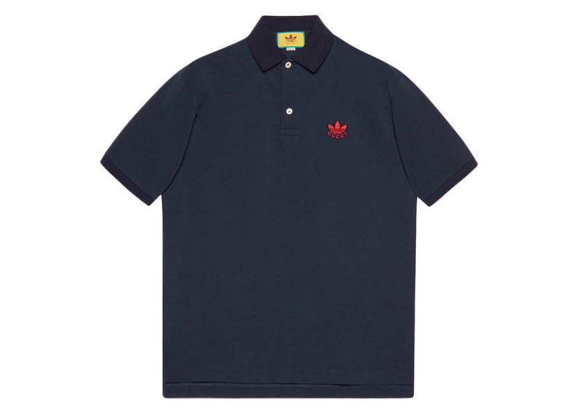 Polotröja Gucci adidas x Cotton Piquet Polo Dark Blue Mörkblå | 700497 XJEL0 4433