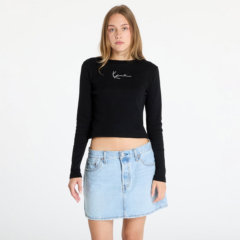 T-shirt Karl Kani T-shirt Small Signature Short Rib Longsleeve Black XS Svart | KW-LS031-001-01