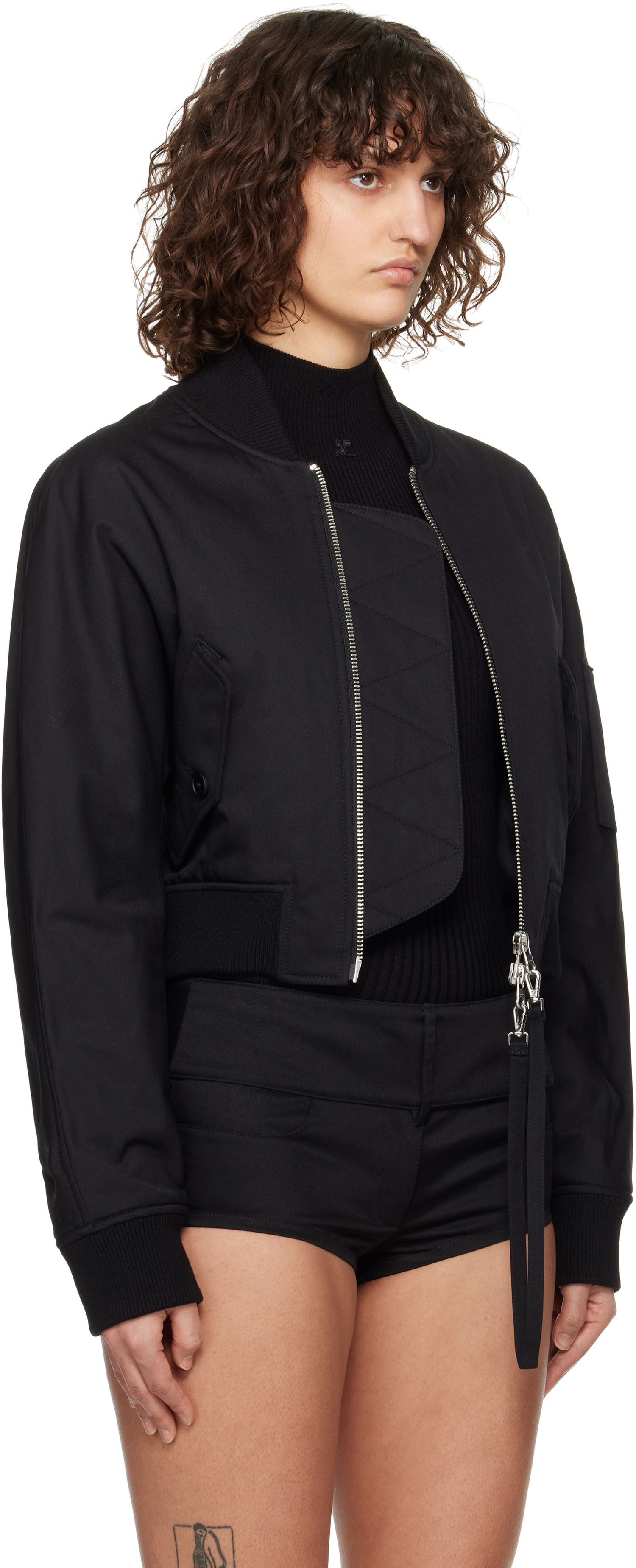 Bomberjacka Courrèges Courrèges Cropped Scuba Bomber Jacket Svart | 125CBL265PL0177, 1