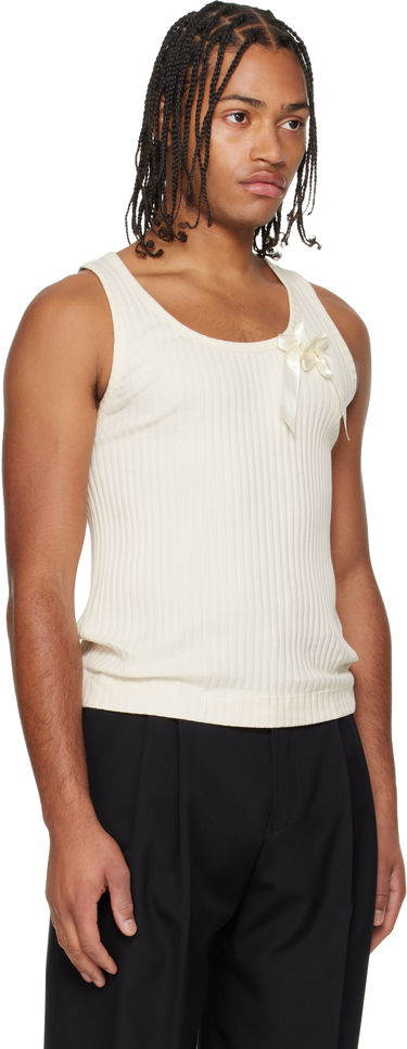 Linne Simone Rocha Ribbed Ribbon Daisy Tank Top Vit | 5377 1230, 1
