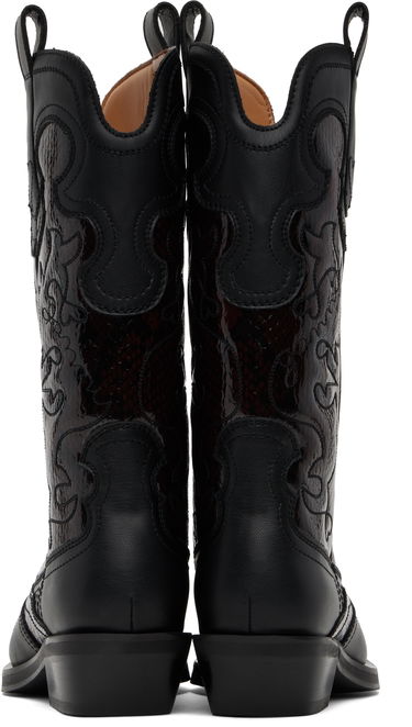 Kläder GANNI GANNI Mid Shaft Embroidered Western Boots Svart | S2857, 1