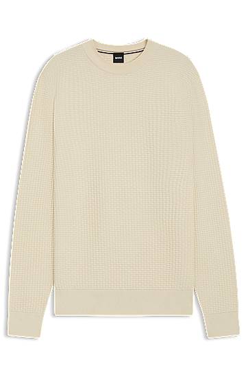 Sweater BOSS Mixed-Structure Sweater Beige | 50545283