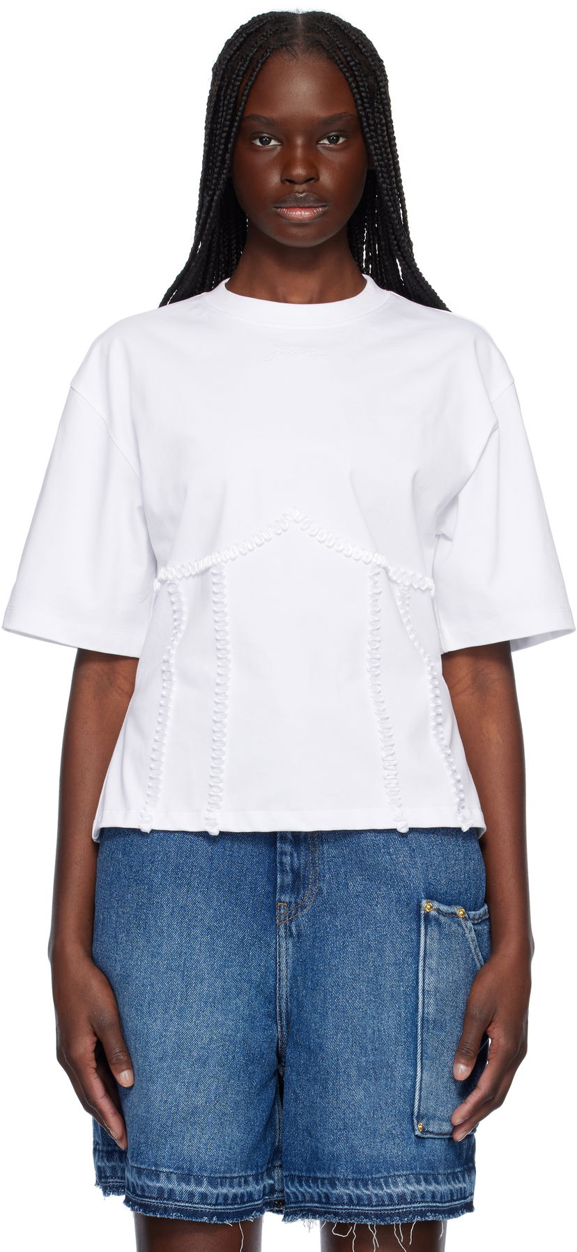 T-shirt GANNI Ganni Cotton Tie Back T-Shirt Vit | T4149