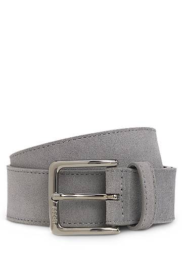 Bälten BOSS Suede Belt with Gunmetal Buckle Grå | 50537177, 0