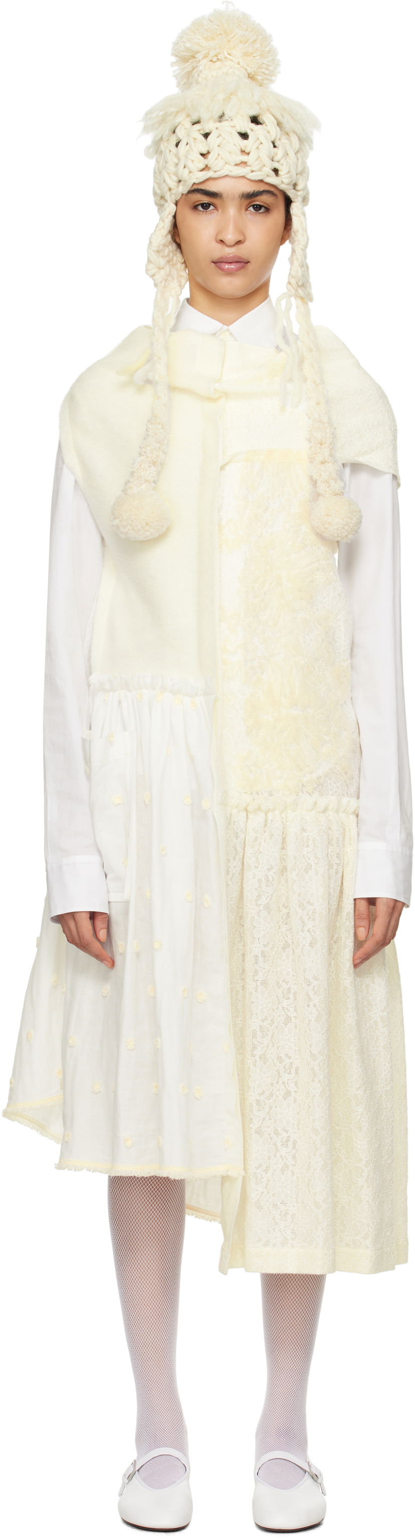 Klä Comme des Garçons Comme Des Garçons Paneled Midi Dress Vit | TN-O004-051