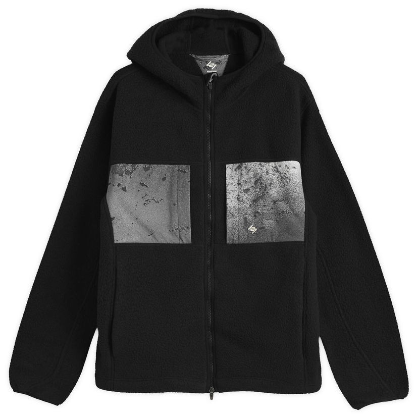 Sweatshirt Represent Clo 247 Borg Fleece Hooded Full-Zip Jacket with Textured Chest Pockets Svart | 247M100015-01