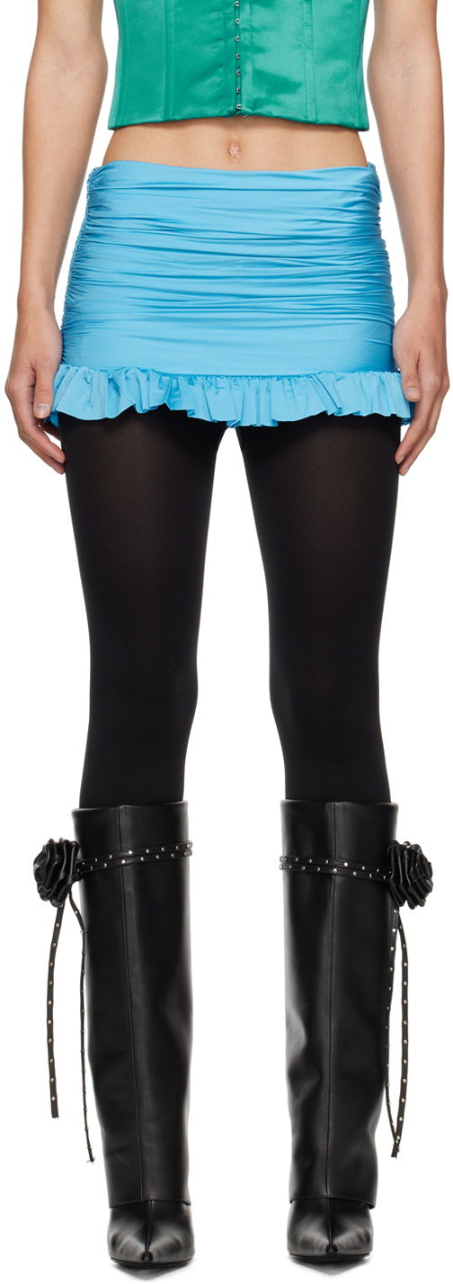 Kjol GUIZIO Guizio Ruched Miniskirt Blå | R24315K017