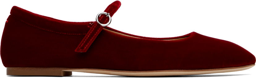 Kläder Aeyde Aeyde Uma Velvet Mary-Jane Ballerina Flats Röd | A11-FL-RAZS08FL-223-406-004