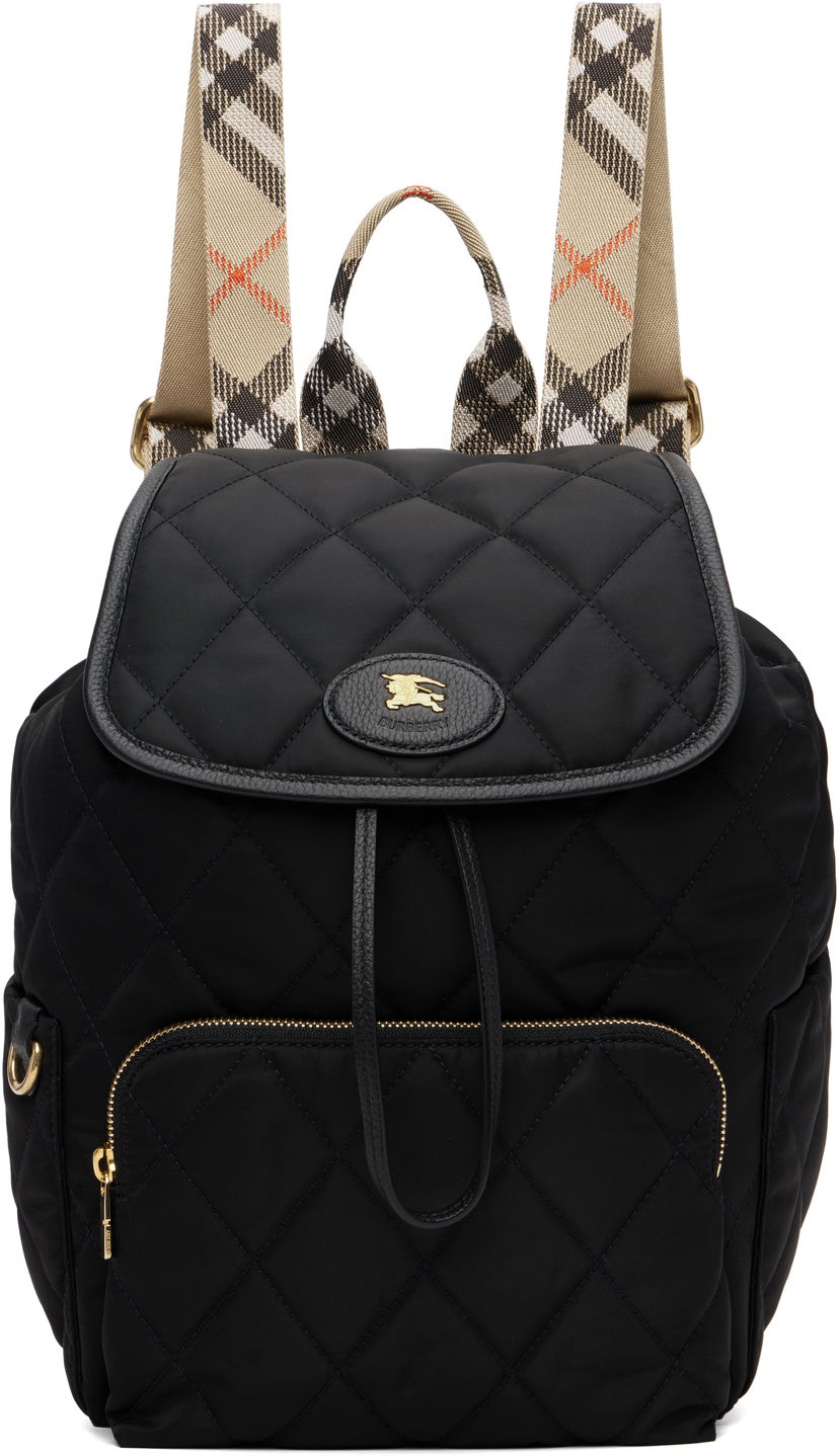 Ryggsäck Burberry Burberry Horseshoe Quilted Backpack Svart | 8114394