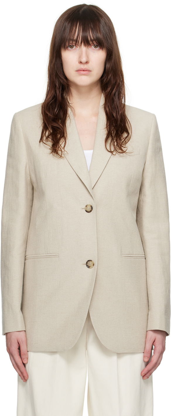 Jacka TOTEME Women's Tailored Single-Breasted Blazer Beige | 243-WRZ869-FB0196