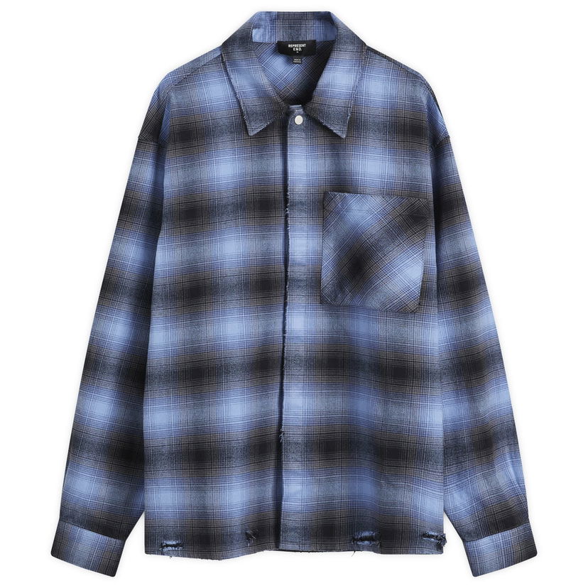 Skjorta Represent Clo Distressed Flannel Shirt Blå | MLM2164-030
