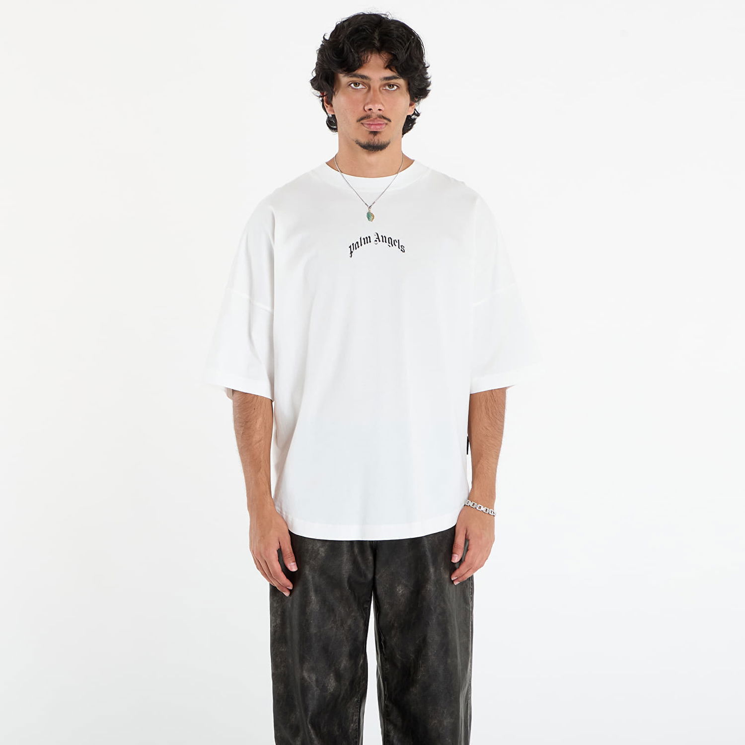 T-shirt Palm Angels Palm Angels Back Curved Logo Over Tee Vit | PMAA10BF25JER0010310, 0